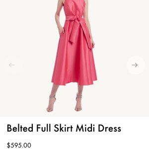 Bagdley Mischka Midi dress in coral color. Jeweled neckline, size 10